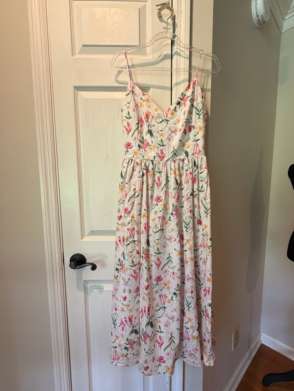 H&M White Floral Maxi Dress with Pink, Yellow and Green Accents